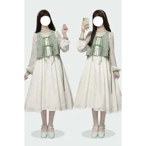 Green Branch 青枝 - Han Element Hanfu Bijia Dress Set