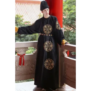 Si Wu Ya 思无涯 - Tang Hanfu Round Collar Robe Set