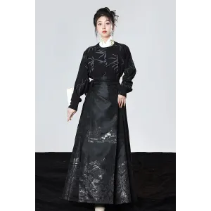 Bamboo Shadows 竹影 - New Chinese Style Mamian Skirt Set