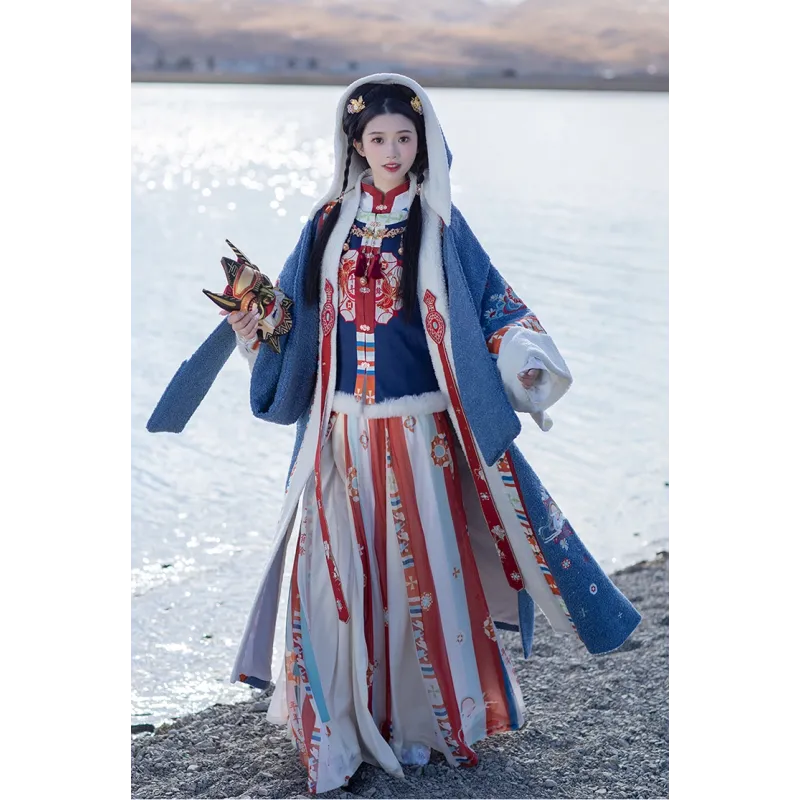 Nine Colored Deer 九色鹿 - Ming Dynasty Hanfu Top & Bijia & Coat Set