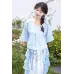 Cloud Blue Mirror 云蓝镜 - Tang Dynasty Hanfu Beizi Pants Set (Preorder)