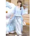 Cloud Blue Mirror 云蓝镜 - Tang Dynasty Hanfu Beizi Pants Set (Preorder)