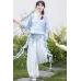 Cloud Blue Mirror 云蓝镜 - Tang Dynasty Hanfu Beizi Pants Set (Preorder)