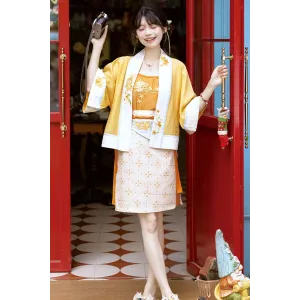 Orange Yellow 橙黄 - Song Hanfu Two-piece Skirt Set (Preorder)