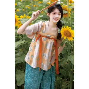 Orange Candy 橙子糖 - Tang Dynasty Hanfu Pants Skirt (Preorder)