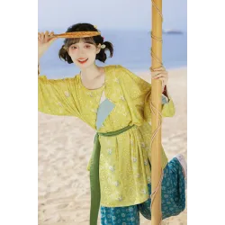 Bubble Lemon 气泡柠檬 - Tang Dynasty Round Collar Robe Hanfu Set