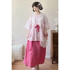 Sweet Peach 甜桃 - Han Element Hanfu Set