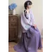 Lilac 紫丁香 - Han Element Hanfu Suspenders & Beizi & Skirt Set (Preorder)