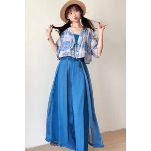 Indigo Dyeing 蓝染 - Tang Dynasty Hanfu Beizi Pants Set (Preorder)