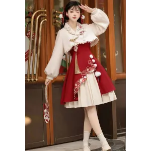 Winter Song 冬日曲 - New Chinese Hanfu Top & Suspender Skirt & Half Skirt Set