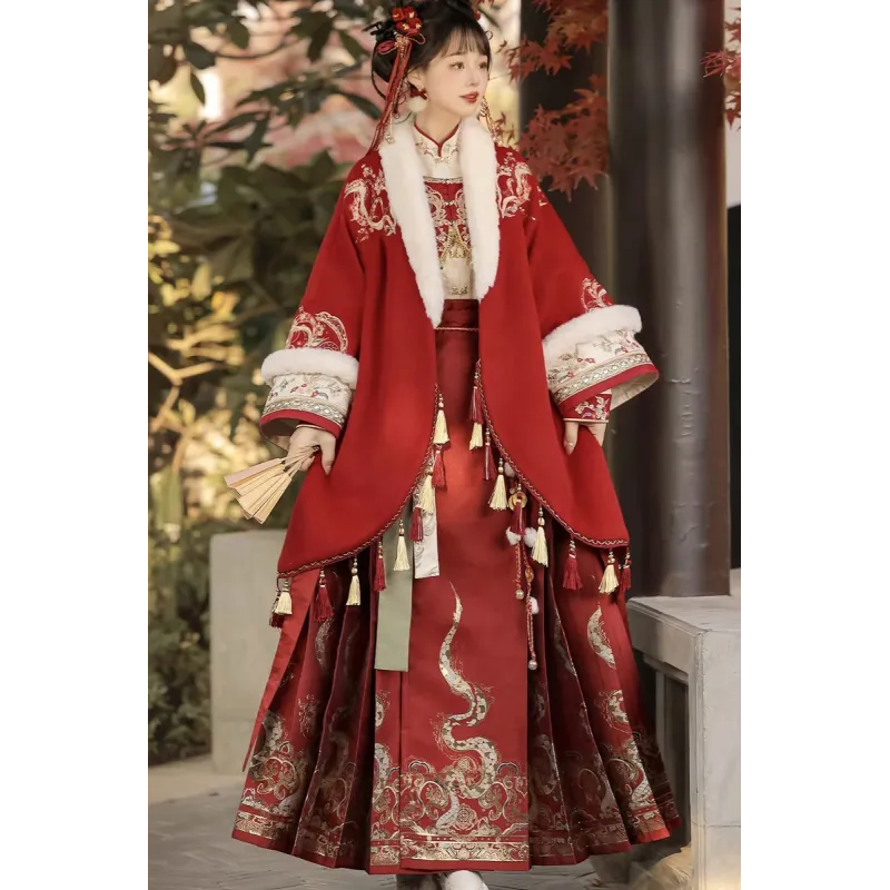 Fugui Mianmian 富贵绵绵 - New Chinese Hanfu Top & Majia & Ma Mian Skirt Set Fugui Mianmian 富贵绵绵 - New Chinese Hanfu Top & Majia & Ma Mian Skirt Set
