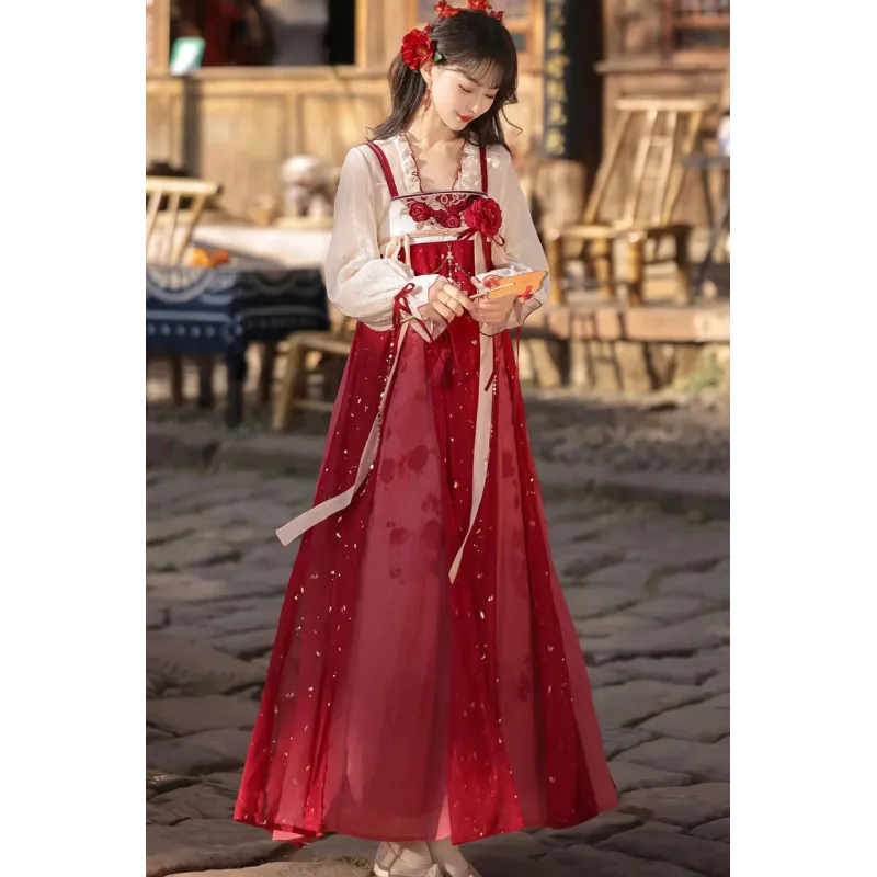 Little Rose 小春瑰 - Han Element Stlye Top & Shawl & Suspender Skirt Set Little Rose 小春瑰 - Han Element Stlye Top & Shawl & Suspender Skirt Set