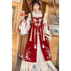 Little Fairy 小神仙 - New Chinese Style New Year Hanfu Shirt & Bijia & Mamian Skirt Set