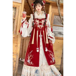 Little Fairy 小神仙 - New Chinese Style New Year Hanfu Shirt & Bijia & Mamian Skirt Set