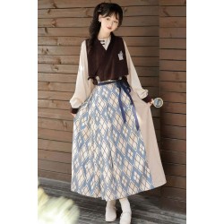 Mountain Ramble 山间游记 - Han Element Hanfu Top & Majia & Dress Set