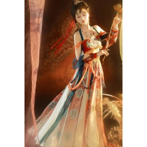 Dunhuang Orange 敦煌橙 - Dunhuang Style Exotic Hanfu Set