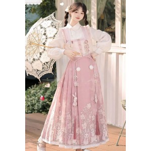 Moonlit Bunny 月见兔兔 - New Chinese Style Shirt & Vest & Mamian Skirt Set
