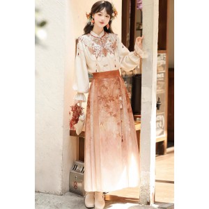 Maple Leaf Poetry 枫叶诗 - New Chinese Style Top & Yunjian & Ma Mian Skirt