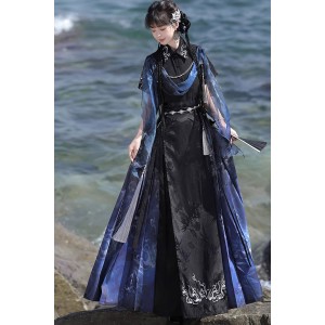 Vast Ocean 沧溟 - New Chinese Style Top & Mamian Skirt Set
