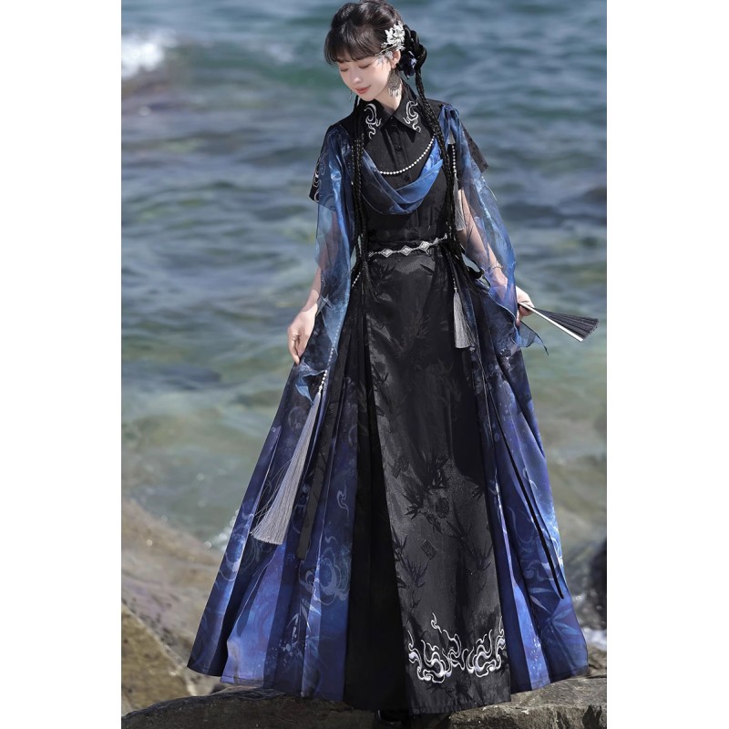 Vast Ocean 沧溟 - New Chinese Style Top & Mamian Skirt Set Vast Ocean 沧溟 - New Chinese Style Top & Mamian Skirt Set