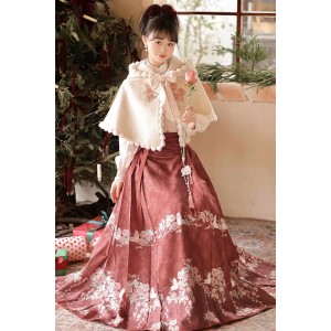 Begonia Spring 海棠春宴 - New Chinese Style Cape & Shirt & Mamian Skirt Set