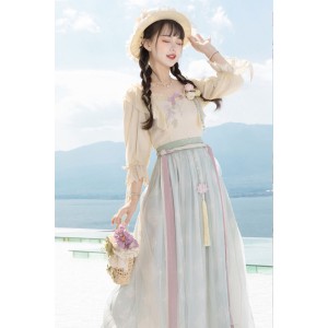 Clear-Water-Summer 清水夏 - Neo-Chinese Style Top Skirt Hanfu