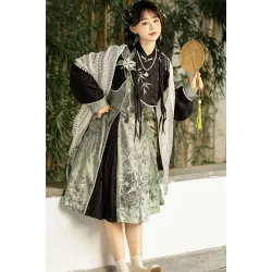 Smoky Bamboo 烟竹 - New Chinese Stlye Top & Suspender Skirt & Shawl Set