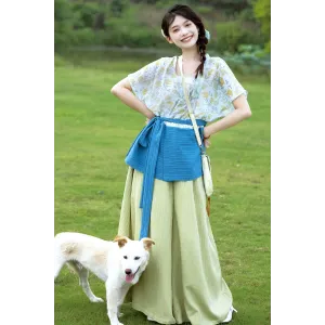 Licorice Candy 甘草糖 - Tang Dynasty Tang Banbi & Wide-leg Pants Set (Preorder)