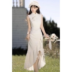 White Moon Light 白月光 - Han Element Hanfu Cheongsam Matching Set