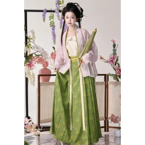 Green Peach 碧桃 - Song Dynasty Style Qiyao Pleated Skirt Hanfu (Preorder)