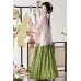 Green Peach 碧桃 - Song Dynasty Style Qiyao Pleated Skirt Hanfu (Preorder)