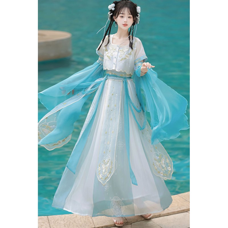 Jade Waters 碧水 - Dunhuang Style Exotic Hanfu Set Jade Waters 碧水 - Dunhuang Style Exotic Hanfu Set