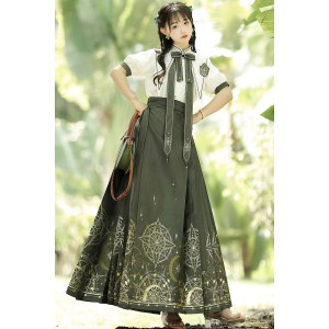 Mystical Magic 神秘魔法 - Han Element White Green Hanfu