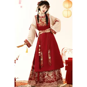 祥蛇贺瑞 - New Chinese Style New Year Hanfu Ma Mian Skirt Set