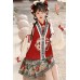 Blessed Dragon 福龙迎春 - Ming Dynasty New Year Hanfu Vest & Top & Mamian Skirt Set
