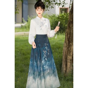 Zhujian Ci 竹涧辞 - New Chinese Style Mamian Skirt Outfut