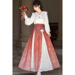 Su Shang 素商 - New Chinese Style Shirt & Mamian Skirt Set