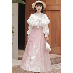 To Tulip 致郁金香 - New Chinese Style Stand Collar Shawl & Top & Mamian Skirt Set
