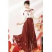 Ying He 迎贺 - New Chinese Style New Year Hanfu Top & Yunjian & Mamian Skirt Set