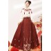 Ying He 迎贺 - New Chinese Style New Year Hanfu Top & Yunjian & Mamian Skirt Set