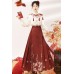 Ying He 迎贺 - New Chinese Style New Year Hanfu Top & Yunjian & Mamian Skirt Set