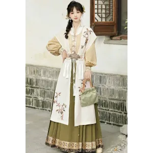 Gold Osmanthus 金桂词 - New Chinese Style Top & Shawl & Ma Mian Skirt Set