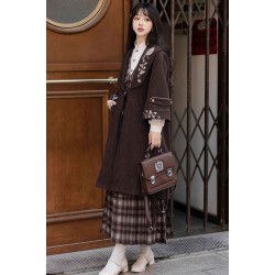 Ginkgo Verses 银杏词 - Han Element Hanfu Preppy Style Checkered Coat Set