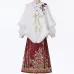 Snow Rose 雪地蔷薇 - New Chinese Style Top & Cape & Mamian Skirt Set