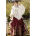 Snow Rose 雪地蔷薇 - New Chinese Style Top & Cape & Mamian Skirt Set