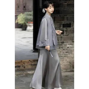 Xiangxian Mujin 香羡木槿 - New Chinese Hanfu Jacket & Suspender Skirt Set