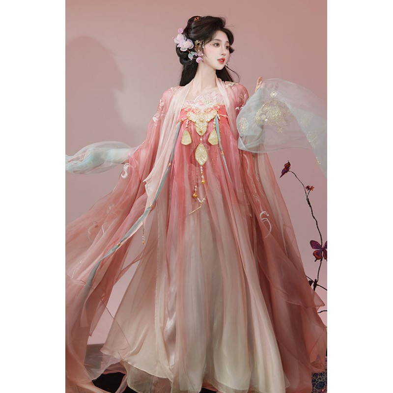 Luminous Lotus 荷光沐色 - Tang Dynasty Hanfu Qixiong Ruqun